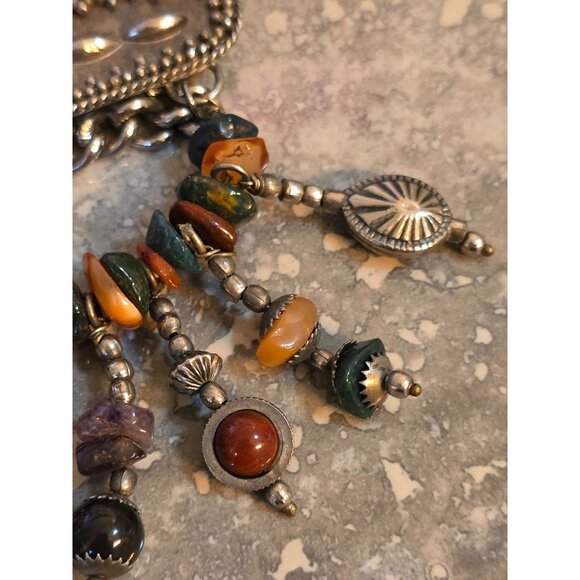 Silver Brooch With Dangling Gemstones - Picture 4 of 7